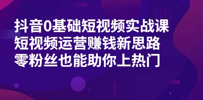 抖音0基础短视频实战课，短视频运营赚钱新思路，零粉丝也能助你上热门-阿信资源库