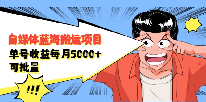 自媒体蓝海搬运项目：单号收益每月基本都可以达到5000+，可批量-阿信资源库