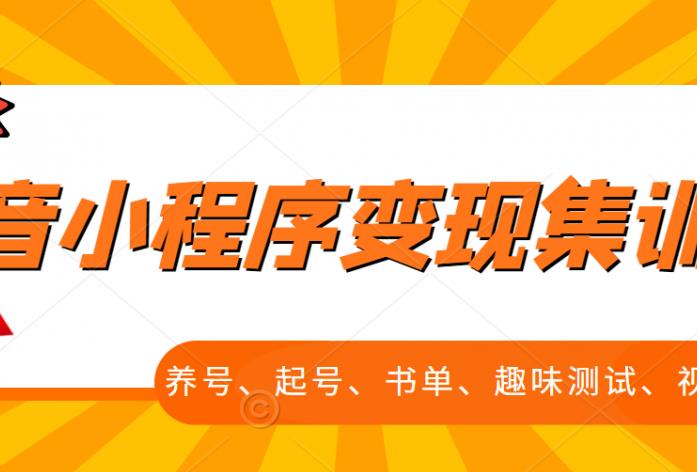 抖音小程序变现集训课，养号、起号、书单、趣味测试、视频剪辑，全套流程-阿信资源库