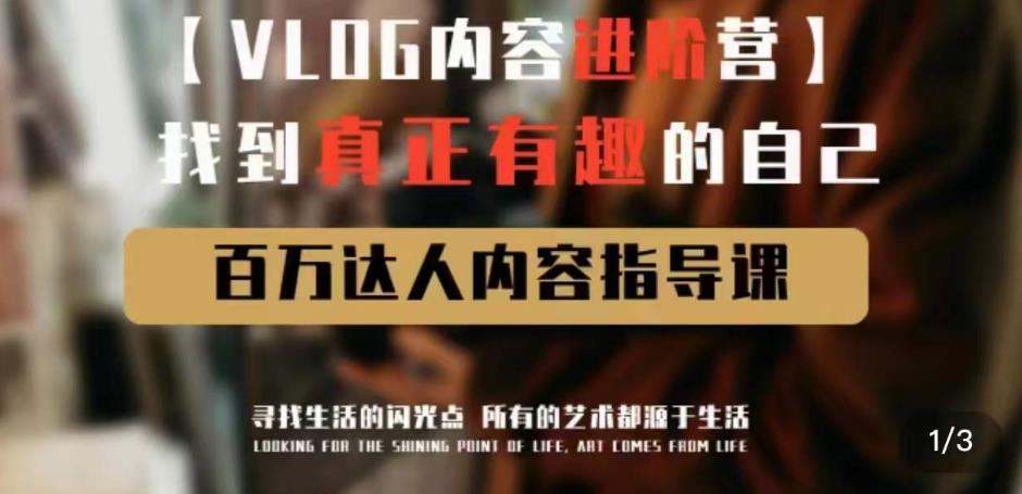 vlog内容进阶营，找到真正有趣的自己，百万达人内容指导课-阿信资源库