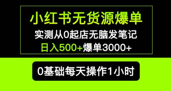 小红书无货源爆单实测从0起店无脑发笔记爆单3000+长期项目可多店-阿信资源库