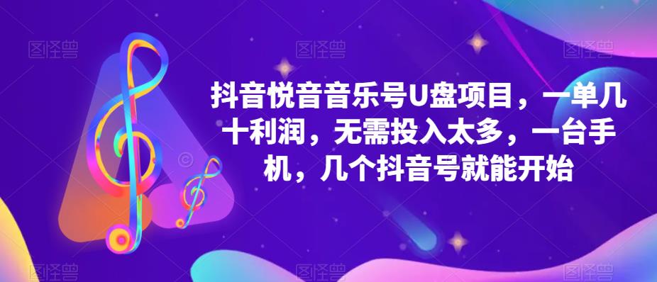 抖音音乐号U盘项目，一单几十利润，无需投入太多，一台手机，几个抖音号就能开始-阿信资源库
