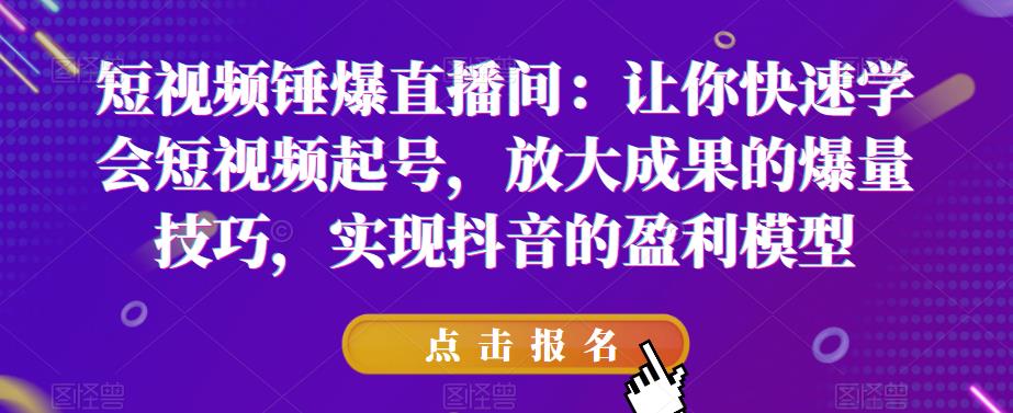 短视频锤爆直播间：让你快速学会短视频起号，放大成果的爆量技巧，实现抖音的盈利模型-阿信资源库