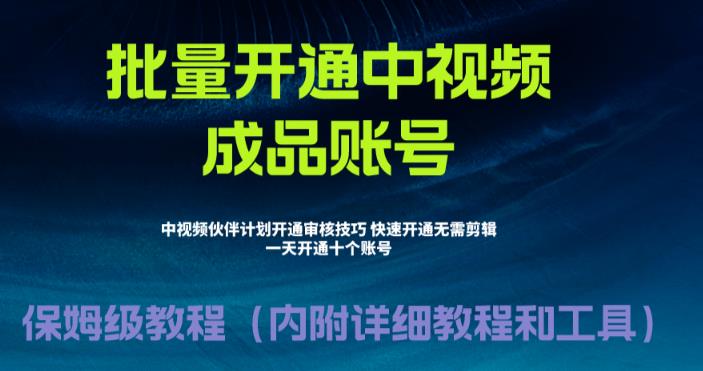 外面收费1980的暴力开通中视频计划教程，内附详细的快速通过中视频伙伴计划的办法-阿信资源库