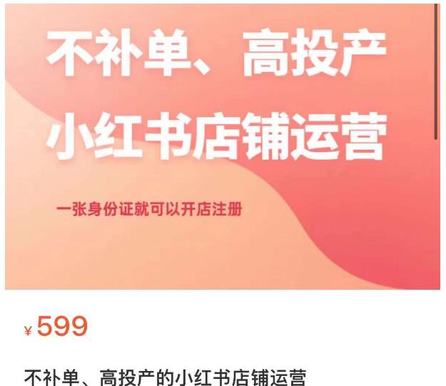 不补单、高投产的小红书店铺运营，一张身份证就可以开店注册-阿信资源库