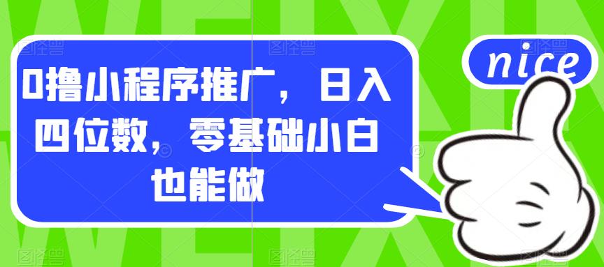 0撸小程序推广，日入四位数，零基础小白也能做【揭秘】-阿信资源库
