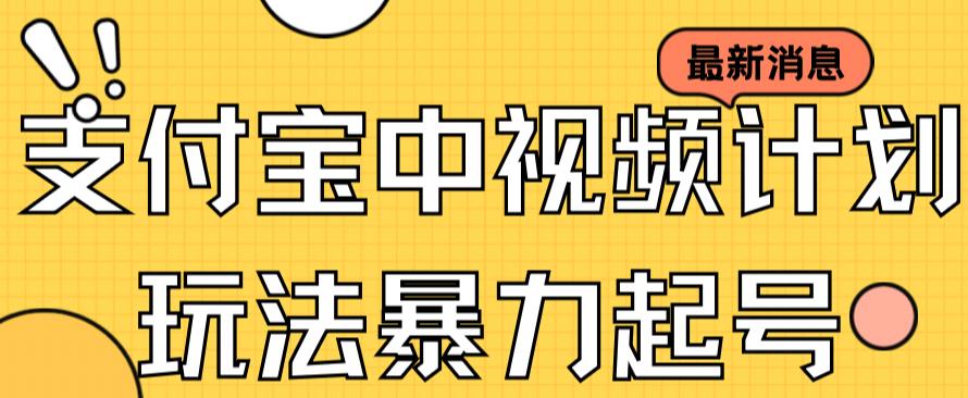 支付宝中视频玩法暴力起号影视起号有播放即可获得收益（带素材）-阿信资源库
