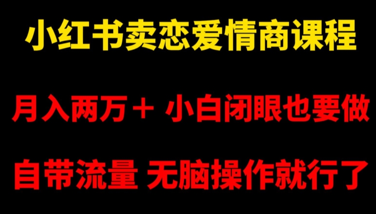 小红书卖恋爱情商课程，月入两万＋，小白闭眼也要做，自带流量，无脑操作就行了【揭秘】-阿信资源库